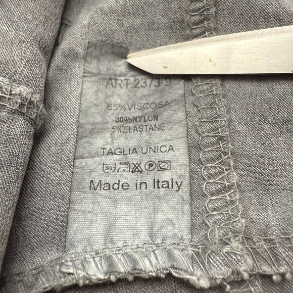 Made In Italy Charcoal Pull On Gray Pants Sequin Patches Wide Drawstring Waist - Picture 12 of 16